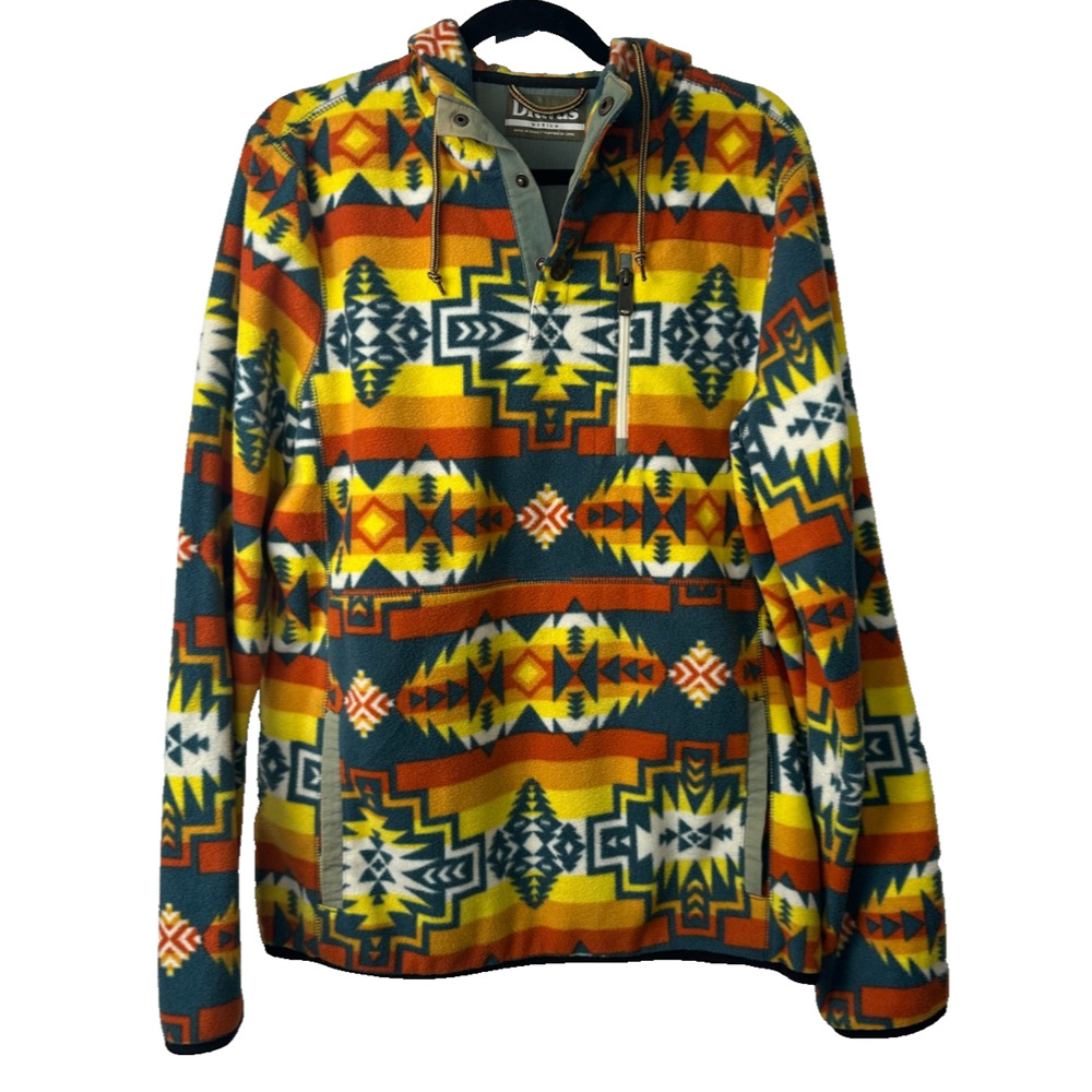 Dravus 1/4 Snap Jacket Mens Medium Aztec Southwestern Fleece Pullover Hooded EUC